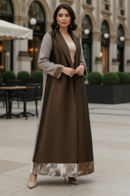 عباية 01044 قماش ميكونوس المطرز الثقيل من الأورجانزا