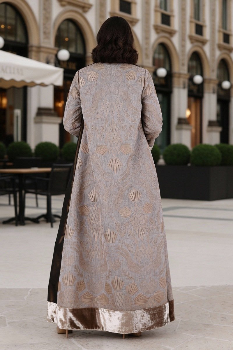 عباية 01044 قماش ميكونوس المطرز الثقيل من الأورجانزا