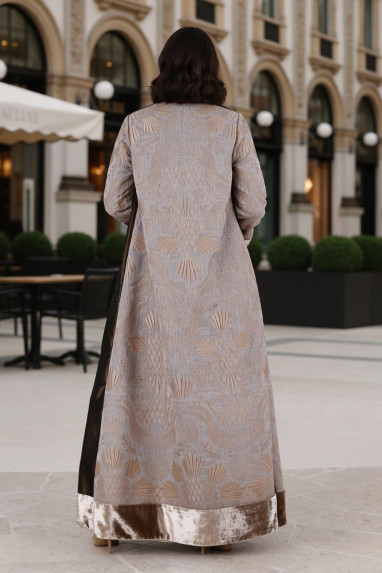 عباية 01044 قماش ميكونوس المطرز الثقيل من الأورجانزا