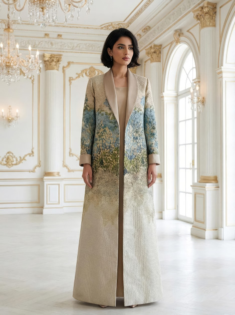 عباية جاكار منقوش فاخر 010123