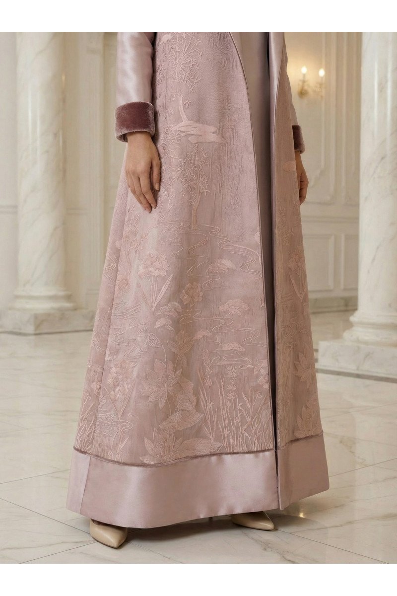 عباية 01048 فستان من قماش أورجانزا ميكونوس مطرز