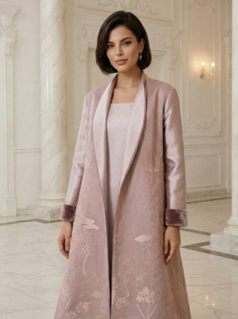 عباية 01048 فستان من قماش أورجانزا ميكونوس مطرز