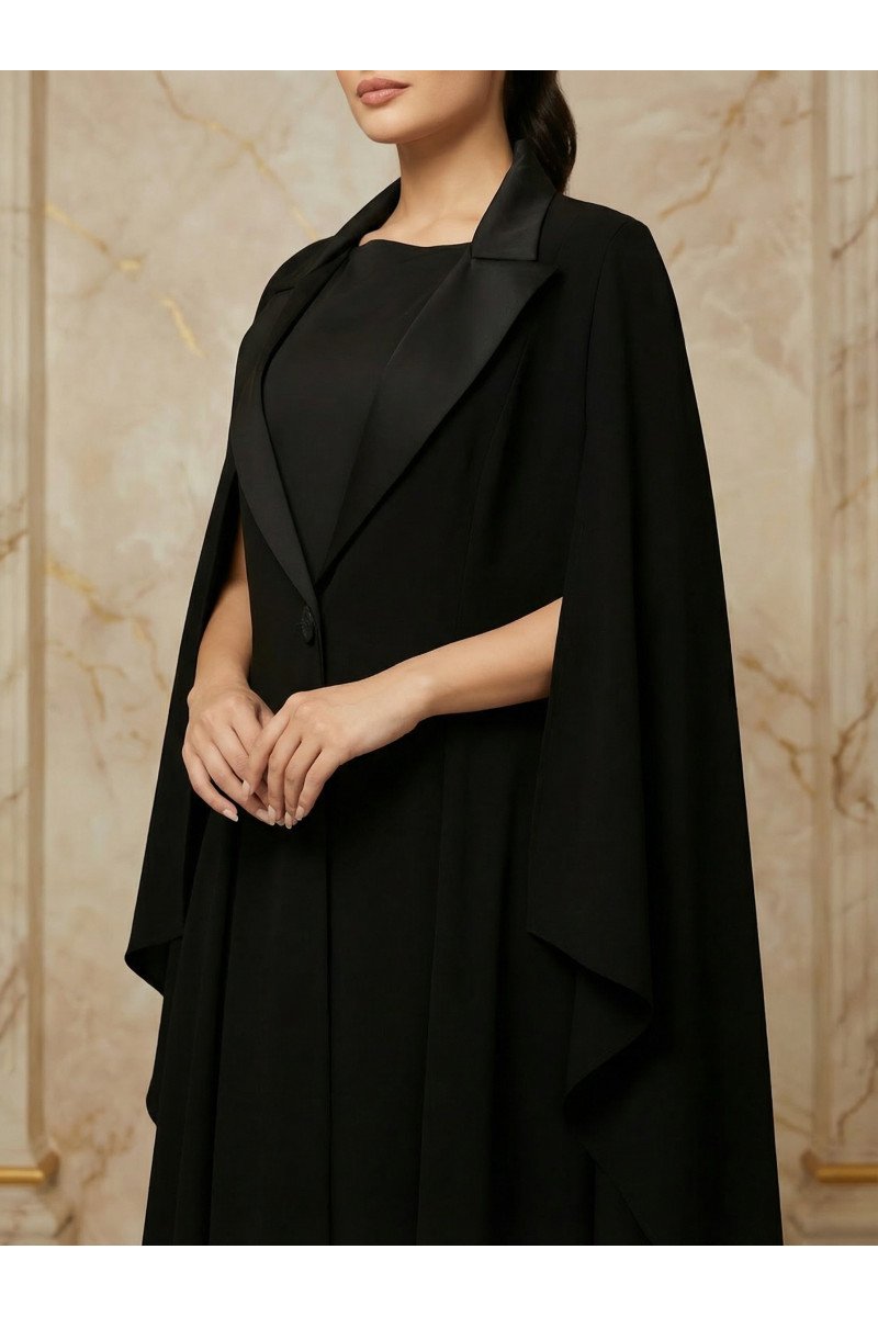 عباية كريب فاخر أسود بريميوم بتصميم أنيق 034
