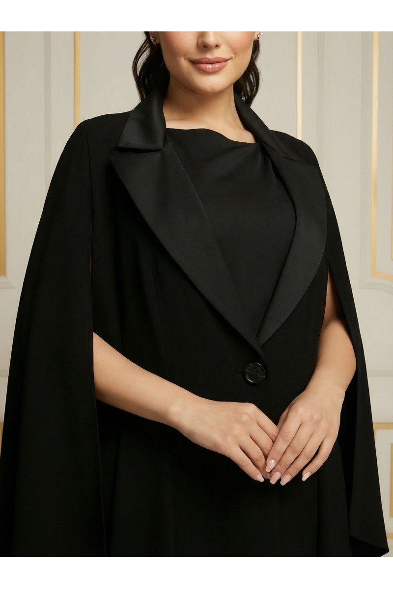 عباية كريب فاخر أسود بريميوم بتصميم أنيق 034