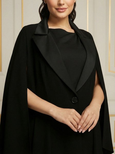 عباية كريب فاخر أسود بريميوم بتصميم أنيق 034