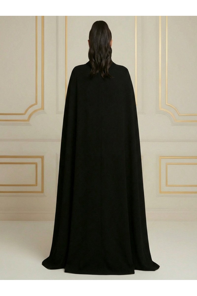 عباية كريب فاخر أسود بريميوم بتصميم أنيق 034