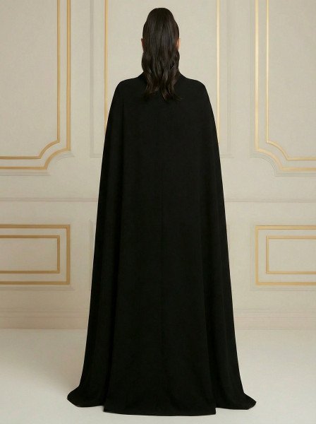 عباية كريب فاخر أسود بريميوم بتصميم أنيق 034