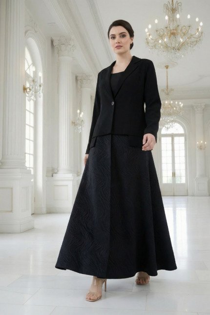 عباية كريب أسود فاخر و جاكار 095