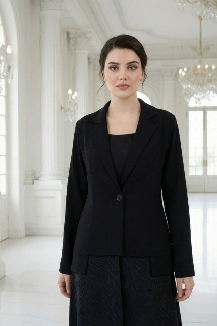 عباية كريب أسود فاخر و جاكار 095