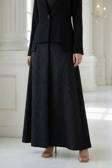 عباية كريب أسود فاخر و جاكار 095