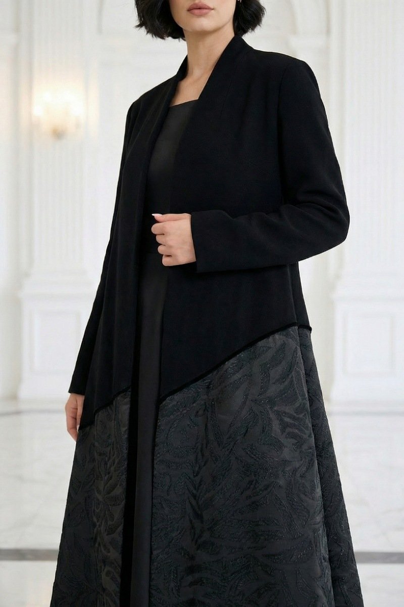 عباية كريب أسود و جاكار 01015