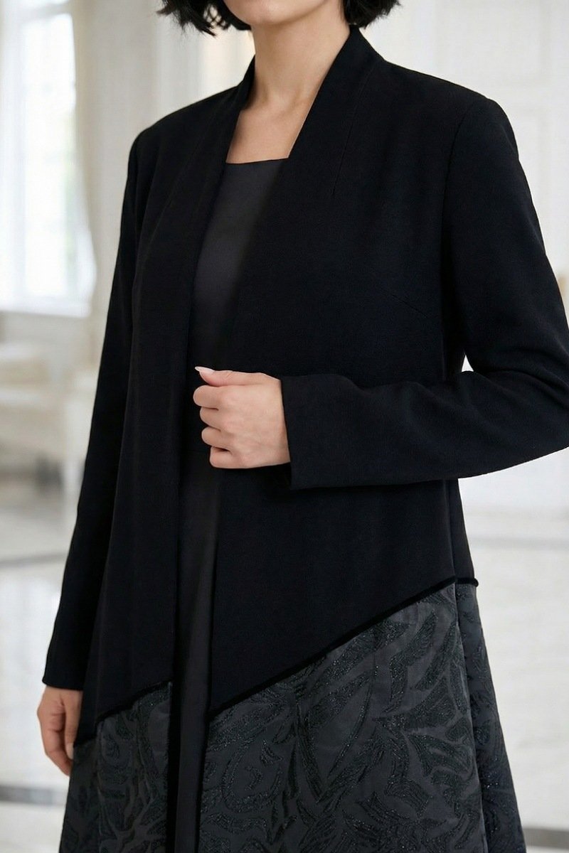 عباية كريب أسود و جاكار 01015