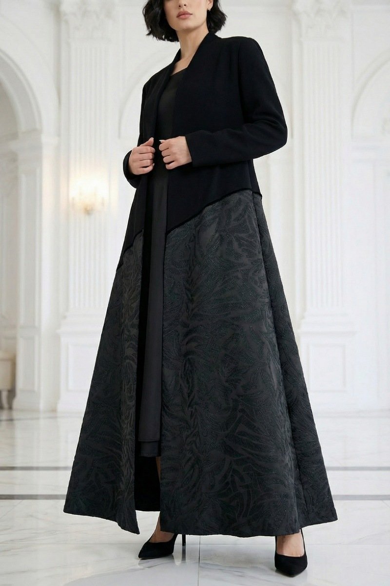 عباية كريب أسود و جاكار 01015