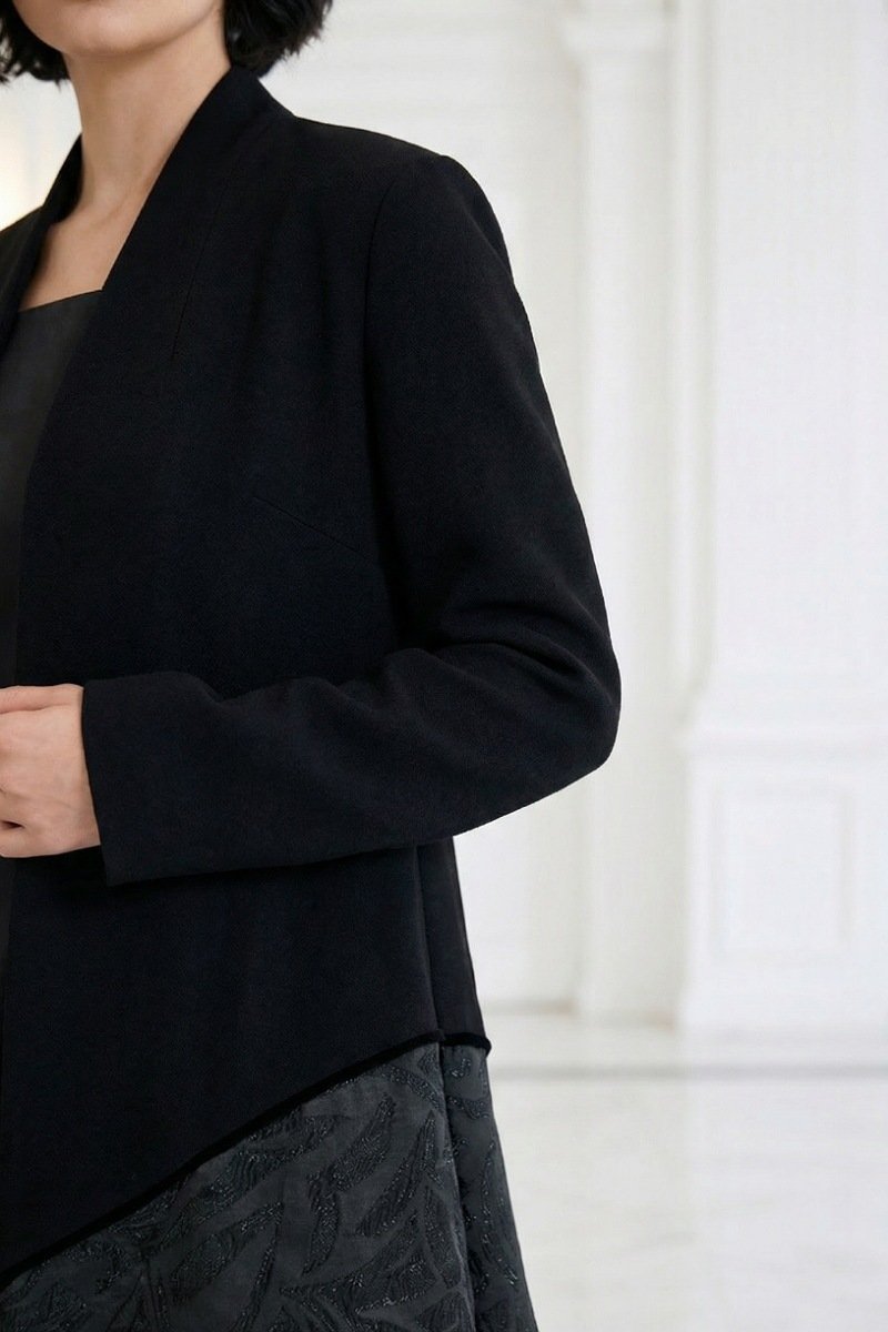 عباية كريب أسود و جاكار 01015