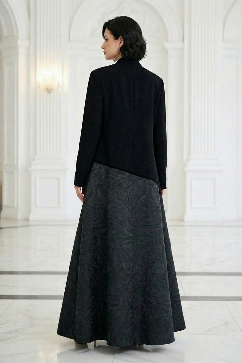 عباية كريب أسود و جاكار 01015