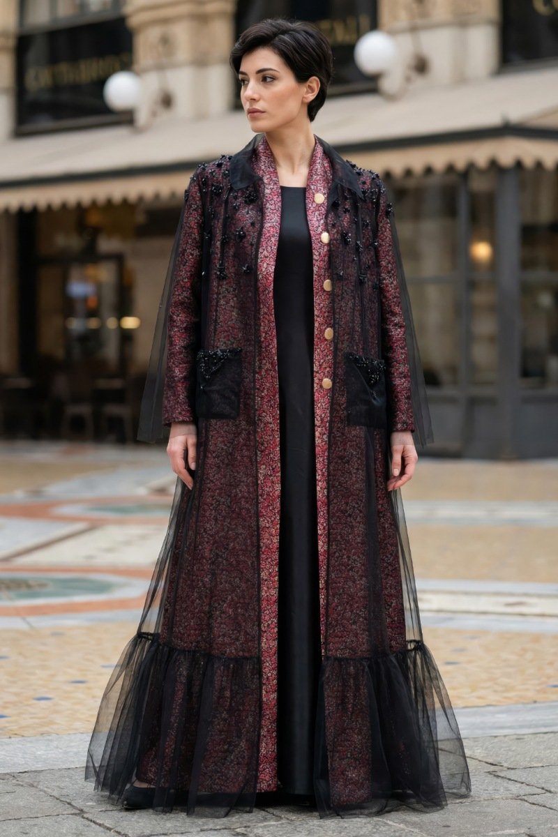 عباية من الجاكار الفاخر والتل الأسود 010133 عباية من الجاكار الفاخر والتل الأسود 010133