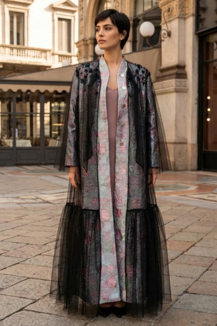 عباية جاكار بارز مميز مع تل أسود 010133