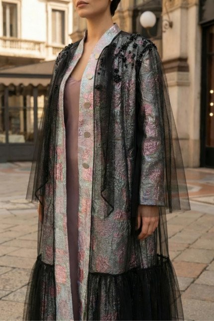 عباية جاكار بارز مميز مع تل أسود 010133