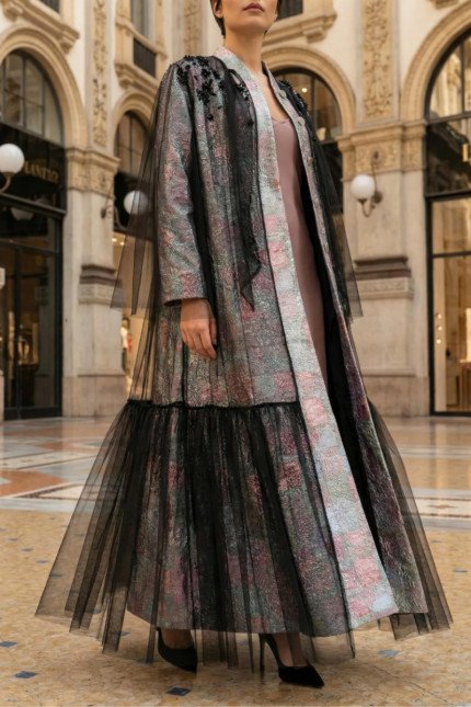 عباية جاكار بارز مميز مع تل أسود 010133