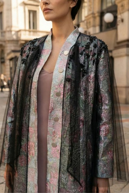 عباية جاكار بارز مميز مع تل أسود 010133