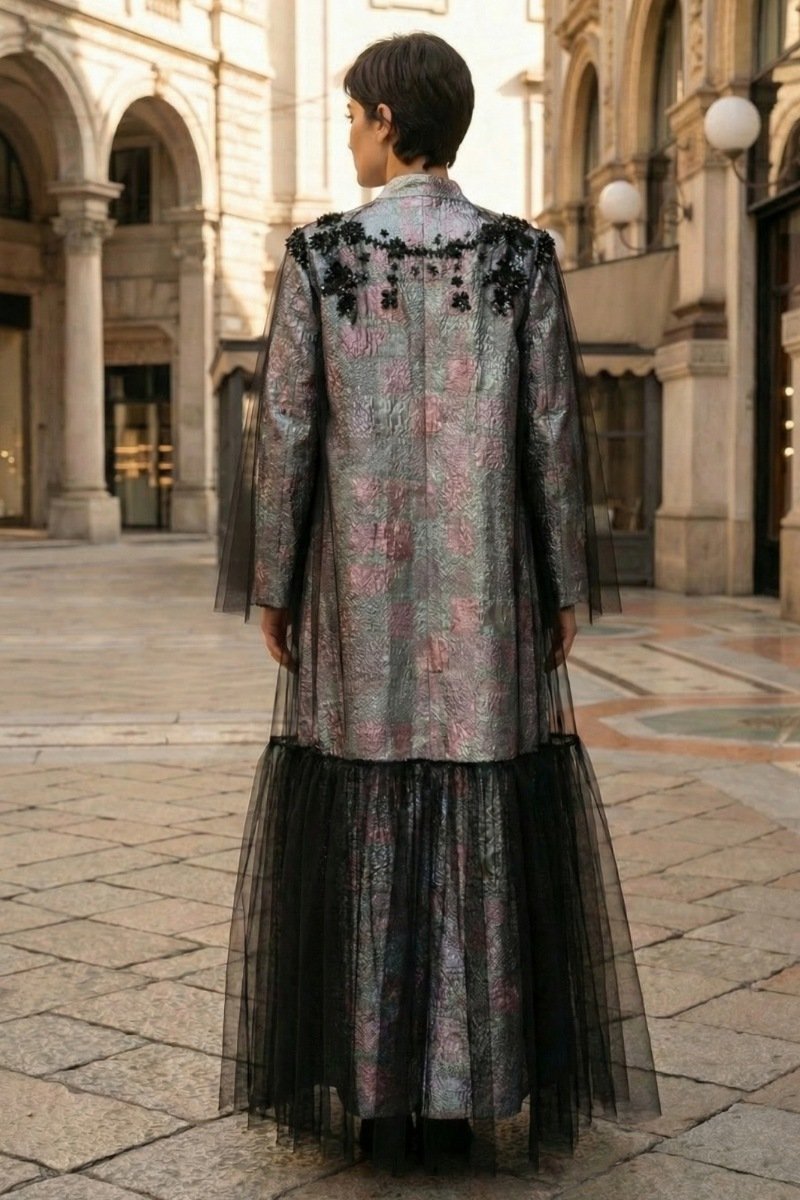 عباية جاكار بارز مميز مع تل أسود 010133