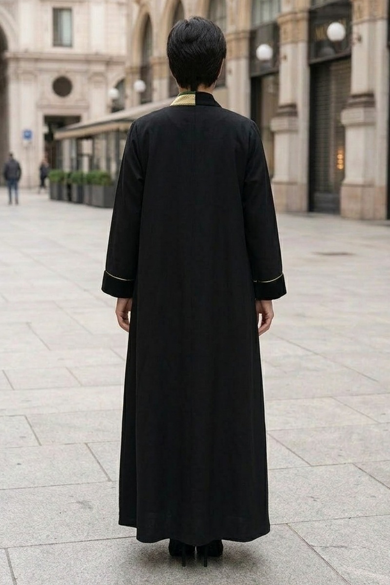عباية كان أسود فاخر مع جاكار ومخمل خفيف 010135