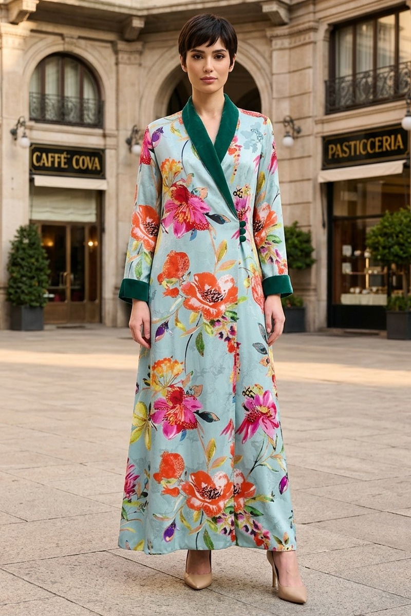 عباية 01055 عباية بليزر متداخلة من قماش فيسكوز رايون