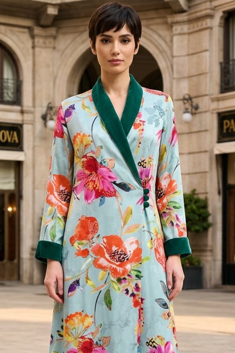 عباية 01055 عباية بليزر متداخلة من قماش فيسكوز رايون