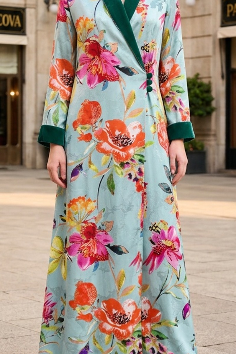 عباية 01055 عباية بليزر متداخلة من قماش فيسكوز رايون