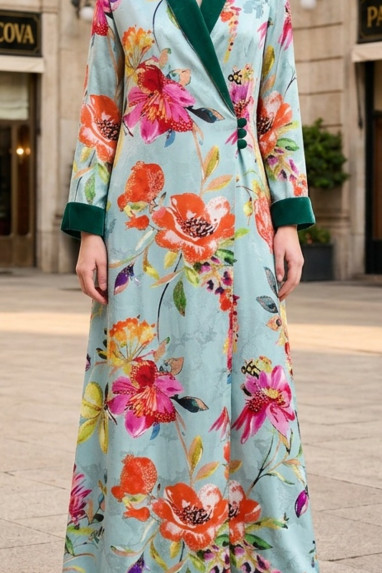 عباية 01055 عباية بليزر متداخلة من قماش فيسكوز رايون