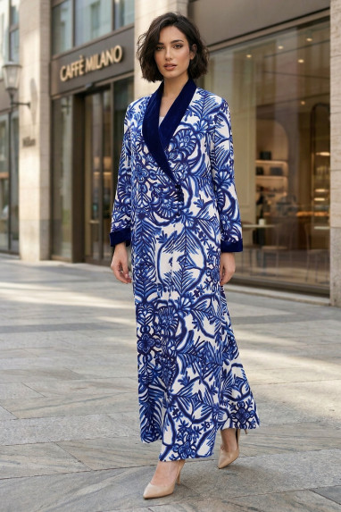 عباية 01063 عباية بليزر من قماش رايون مطبوع