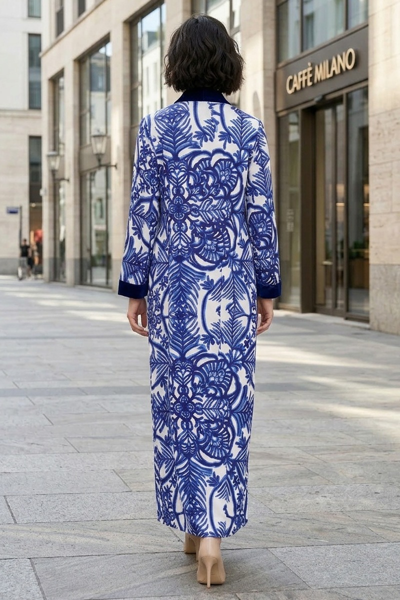 عباية 01063 عباية بليزر من قماش رايون مطبوع