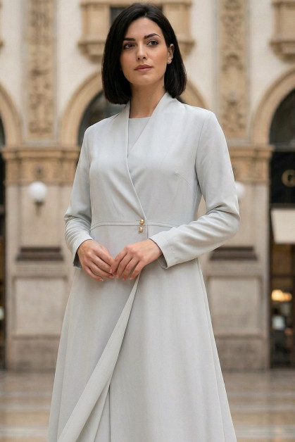 عباية كريب فاخر أوف وايت بدرجة تون صخري 010140