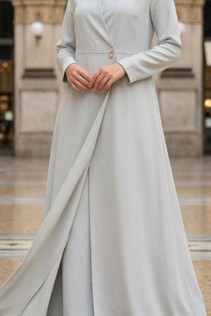 عباية كريب فاخر أوف وايت بدرجة تون صخري 010140