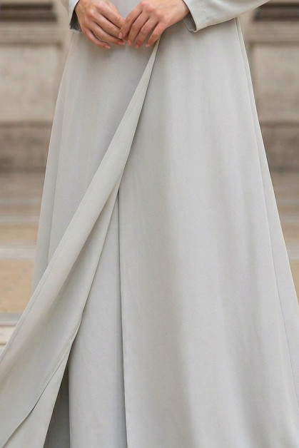 عباية كريب فاخر أوف وايت بدرجة تون صخري 010140