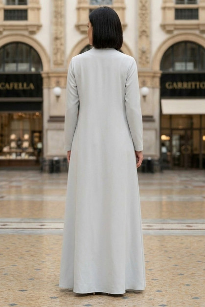 عباية كريب فاخر أوف وايت بدرجة تون صخري 010140