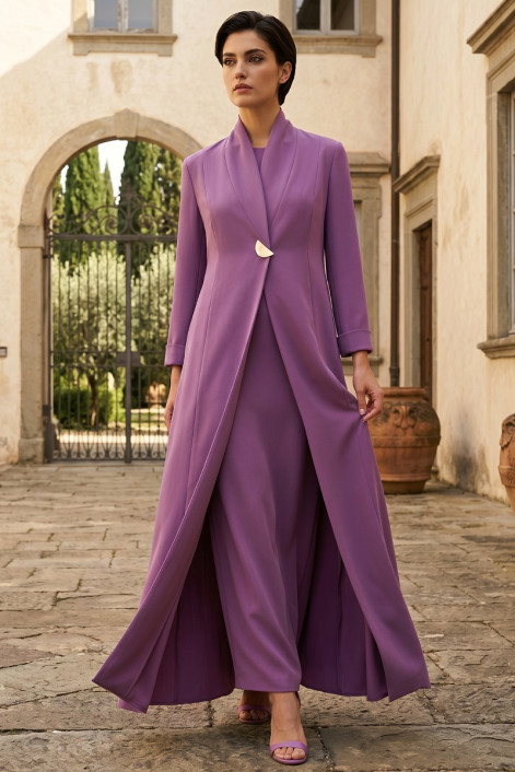 عباية كريب فاخر بلون بنفسجي فاتح مطفي 010143