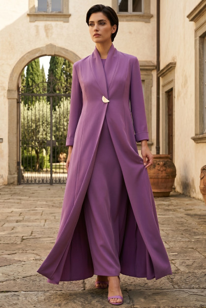 عباية كريب فاخر بلون بنفسجي فاتح مطفي 010143