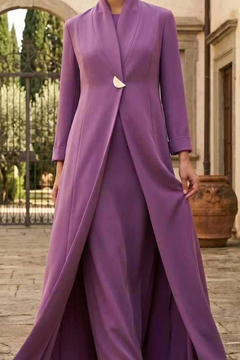 عباية كريب فاخر بلون بنفسجي فاتح مطفي 010143