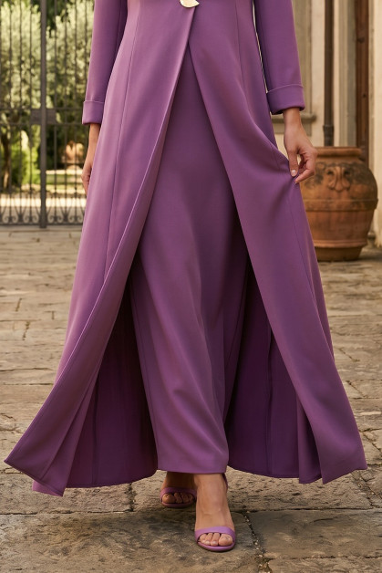 عباية كريب فاخر بلون بنفسجي فاتح مطفي 010143