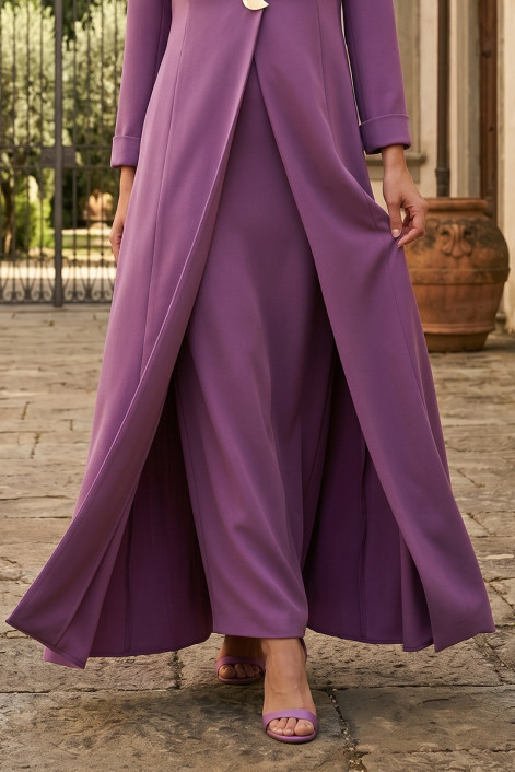 عباية كريب فاخر بلون بنفسجي فاتح مطفي 010143