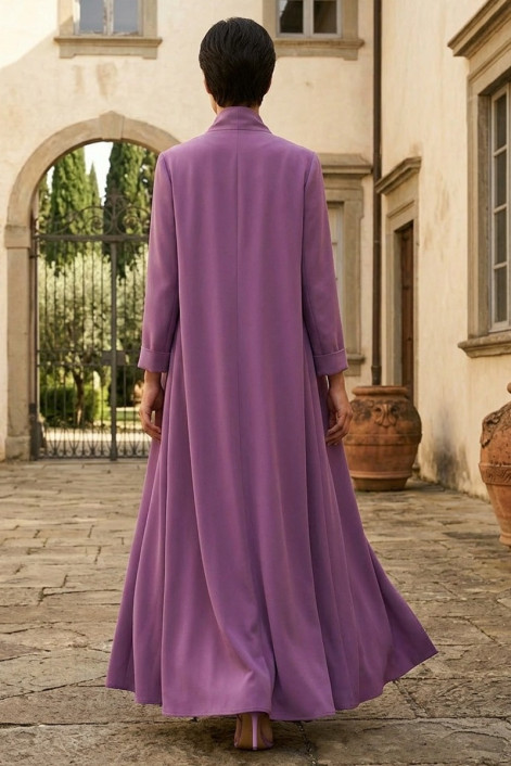 عباية كريب فاخر بلون بنفسجي فاتح مطفي 010143