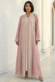 Abaya reversible pink silk jaquard 01041