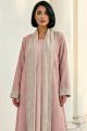 Abaya reversible pink silk jaquard 01041