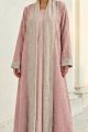 Abaya reversible pink silk jaquard 01041