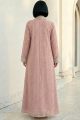 Abaya reversible pink silk jaquard 01041