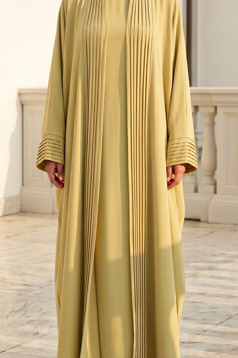 Abaya crepe lemon cream color 01068