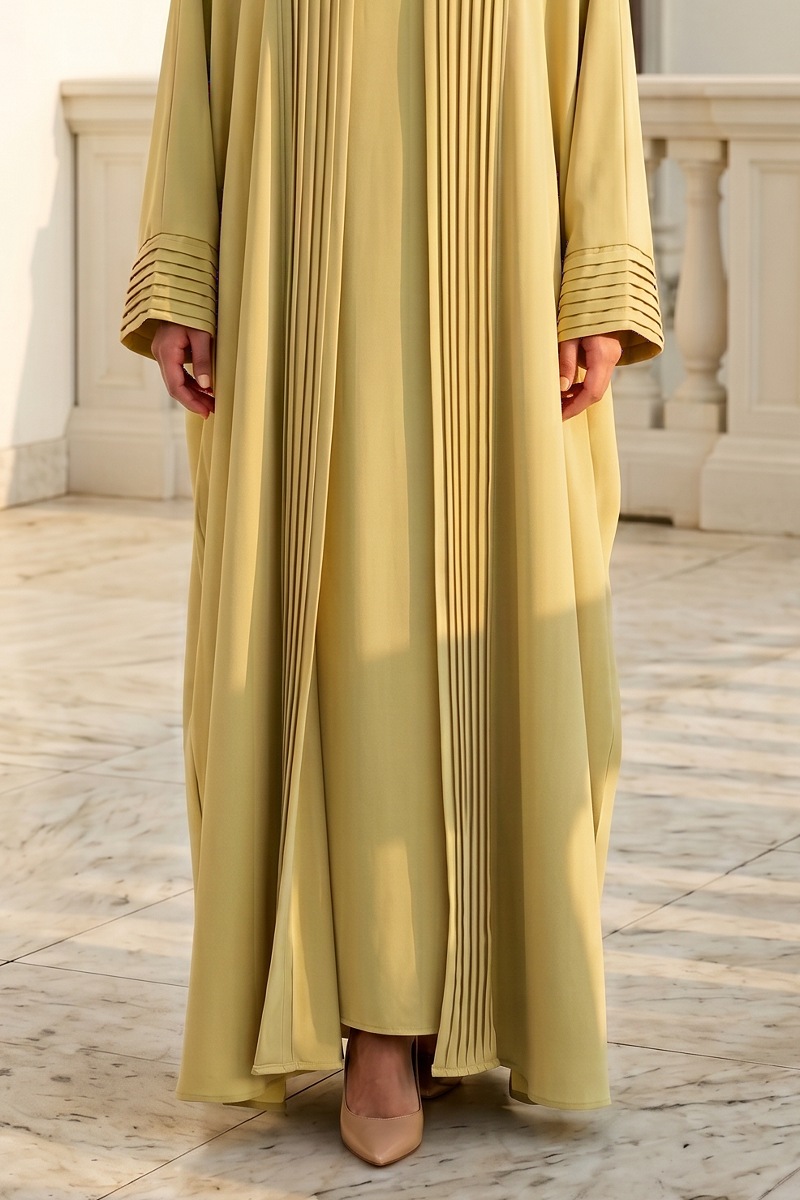 Abaya crepe lemon cream color 01068