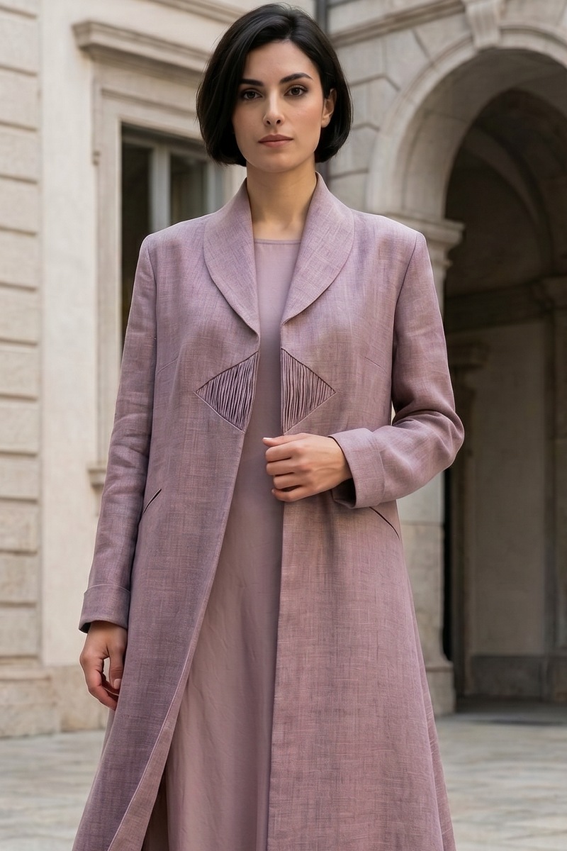 Abaya soft artificial premium linen mauve color model 01087