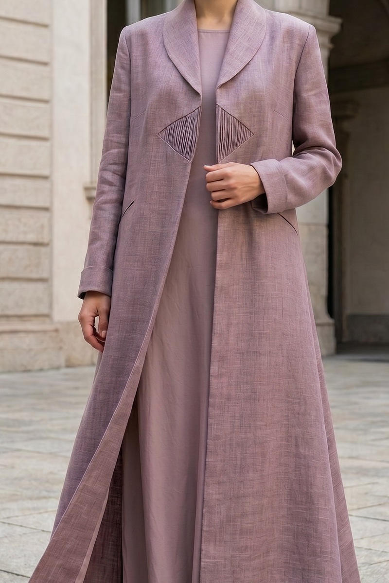 Abaya soft artificial premium linen mauve color model 01087